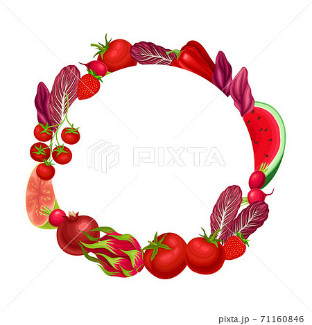 Round Frame of Ripe and Juicy Fruit and Vegetables Vector Illustration Round Frame of Ripe and Juicy Fruit and Vegetables Vector Illustration 71160846
