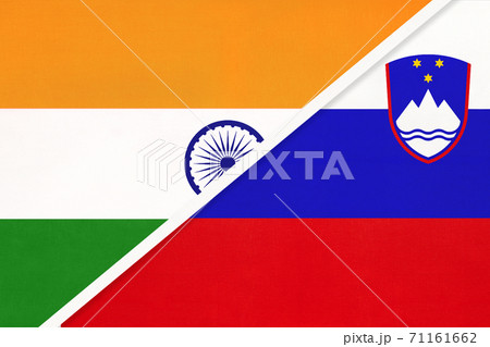 India and Slovenia, symbol of national flags from textile. 71161662