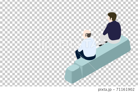 Two men sitting on chaise lounges in the waiting room isometric 71161902