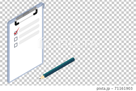 Questionnaire, checklist and pencil isometric 71161903