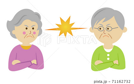 おじいちゃんとおばあちゃんの喧嘩イラストイメージのイラスト素材