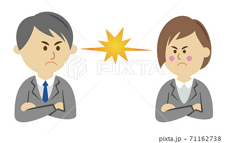 男性会社員と女性会社員の喧嘩イラストイメージ 男性会社員と女性会社員の喧嘩イラストイメージ 71162738