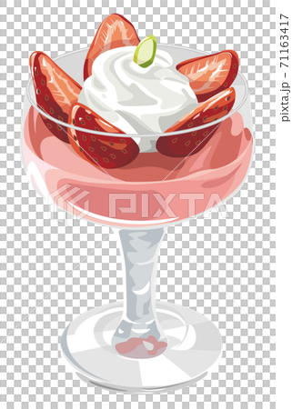 いちごムースパフェのイラストのイラスト素材