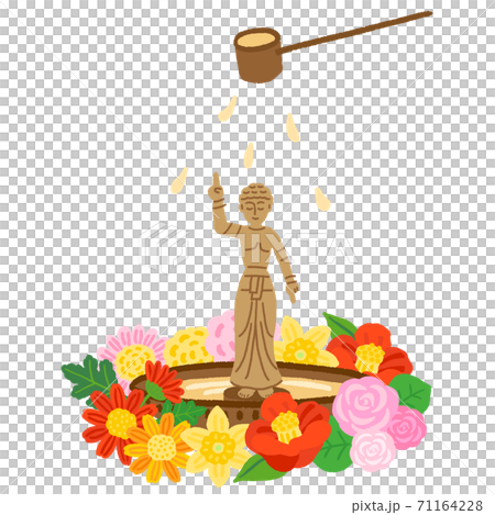 花祭り　甘茶をかけられているお釈迦様 71164228