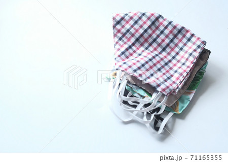 homemade face masks on white background top down  71165355