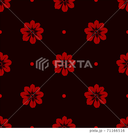 Childrens pattern flowers. Seamless floral pattern on a dark background. Bright, red flowers.This pattern can be used for wallpapers, patterns, web page backgrounds, surface textures. 71166516