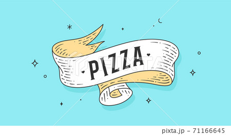 Pizza. Old school vintage ribbon Pizza. Old school vintage ribbon 71166645