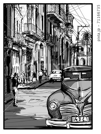 Vintage classic american car in a street of Havana, Cuba Vintage classic american car in a street of Havana, Cuba 71166735