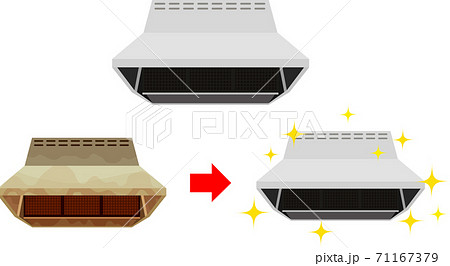 イラスト素材　レンジフード　フィルタ　換気扇　掃除　油汚れ　クリーニング　年末　ベクター 71167379