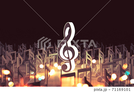 Abstract music background, musical notes and symbols for Christmas carol 71169101