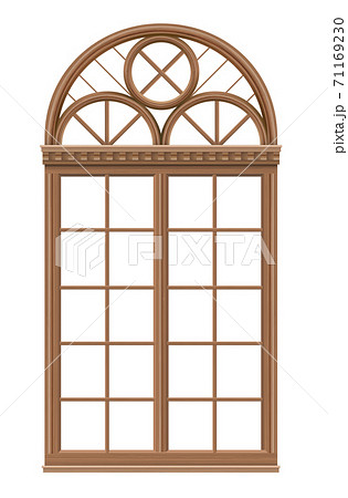 Classic Arched Wooden Window For A Balconyのイラスト素材