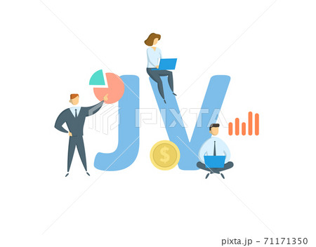 JV, Joint Venture. Concept with keyword, people and icons. Flat vector illustration. Isolated on white. 71171350