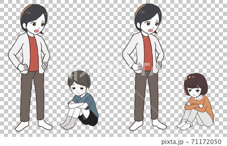 母親にしつけられて泣く子供 71172050