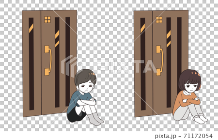 家を閉め出される子供 71172054