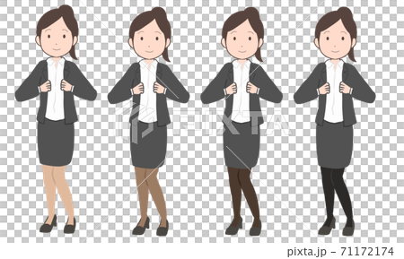 スーツを着こなすol ポニーテール スカート 線無し のイラスト素材