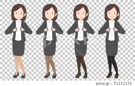 スーツを着こなすol スカート 線無し のイラスト素材