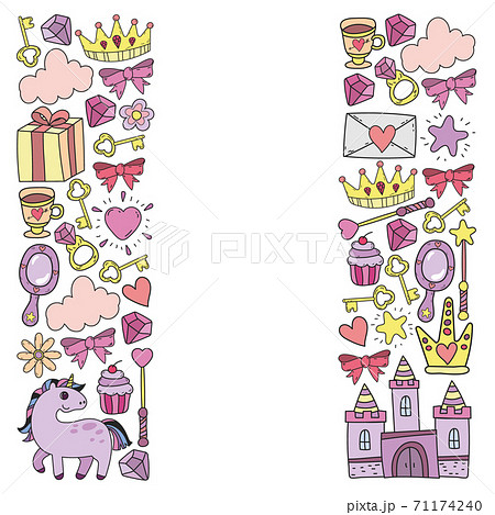 Princess and fantasy icon and and design element for invitation and greeting card. 71174240