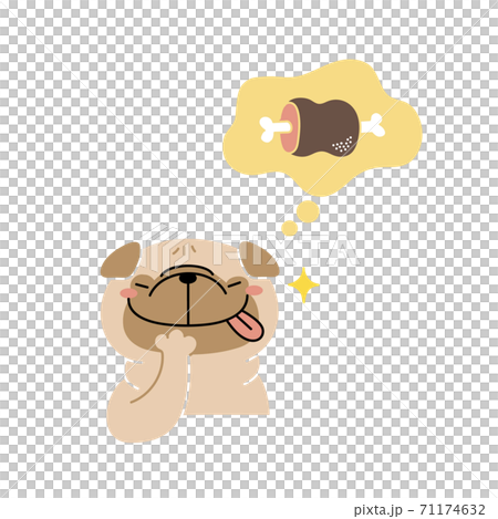 ご馳走を想像して喜ぶパグ犬 ご馳走を想像して喜ぶパグ犬 71174632