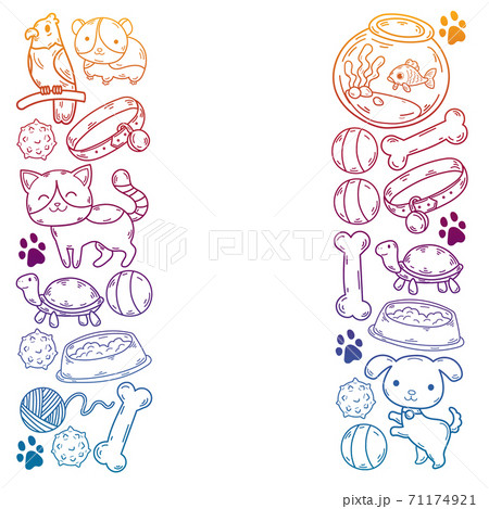 Veterinary clinic, zoo, pet shop. Cats, dogs, fish, parrot. Toys for animals, animal care. Veterinary clinic, zoo, pet shop. Cats, dogs, fish, parrot. Toys for animals, animal care. 71174921