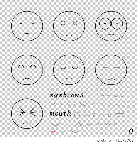 表情アイコン 眉なし O小さいへの字口のイラスト素材