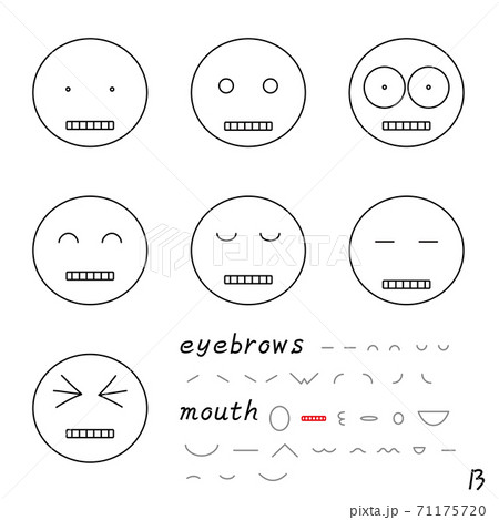 表情アイコン 眉なし Bイーと歯を食いしばるのイラスト素材