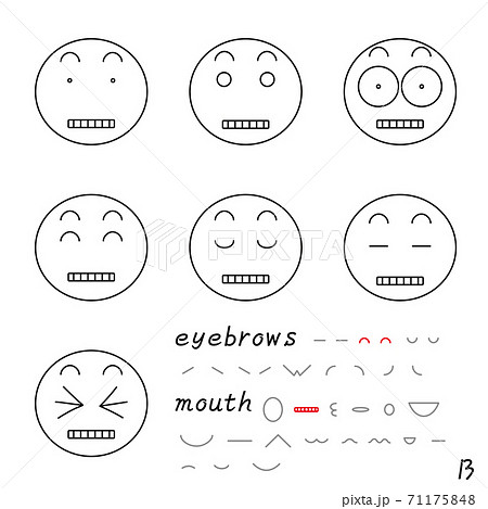 表情アイコン にっこり眉 Bイーと歯を食いしばるのイラスト素材