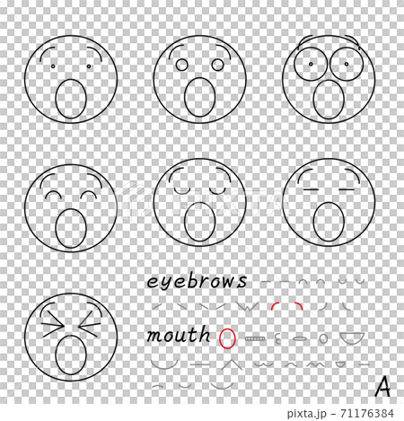 表情アイコン 垂れ下がり眉 A大口をあけるのイラスト素材