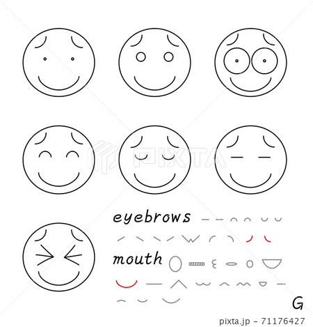 表情アイコン 困り眉 G大きなにっこり口のイラスト素材