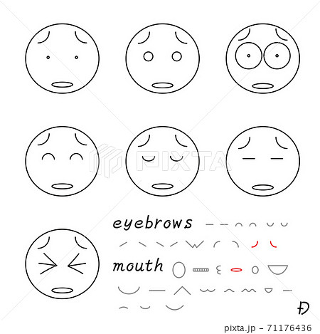 表情アイコン 困り眉 Dエーの口のイラスト素材