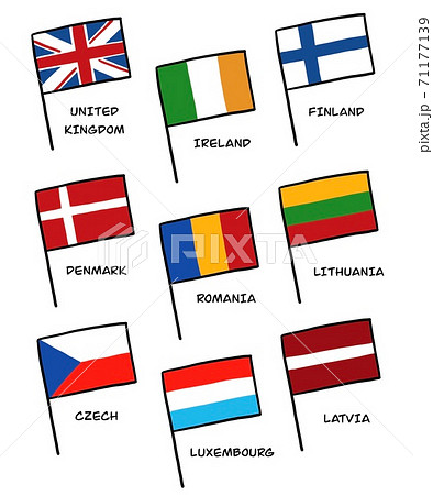 ヨーロッパの国旗のイラスト素材セット 71177139