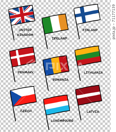 ヨーロッパの国旗のイラスト素材セット 71177139