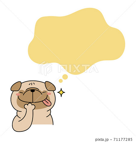 ごちそうを想像して喜ぶパグ犬のイラスト素材