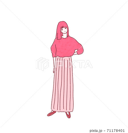 ピンクのロングスカートの女性 ピンクのロングスカートの女性 71178401