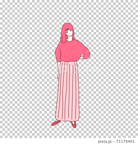 ピンクのロングスカートの女性 ピンクのロングスカートの女性 71178401