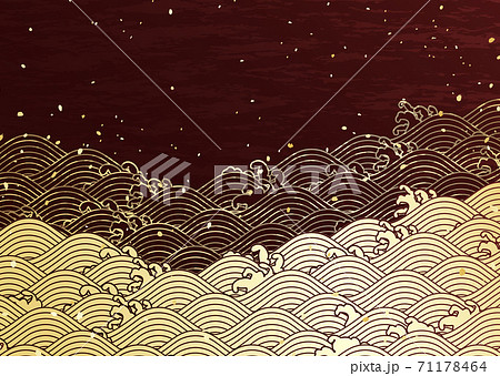 ブラウンと金色の日本伝統模様の背景イラスト 71178464