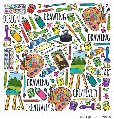 Creativity and imagination. Design college. Online education, internet school. 71179916