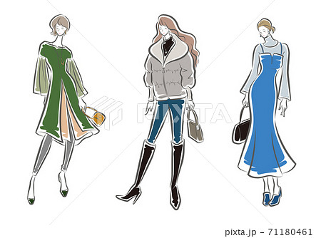 女性のファッションイラスト 女性のファッションイラスト 71180461