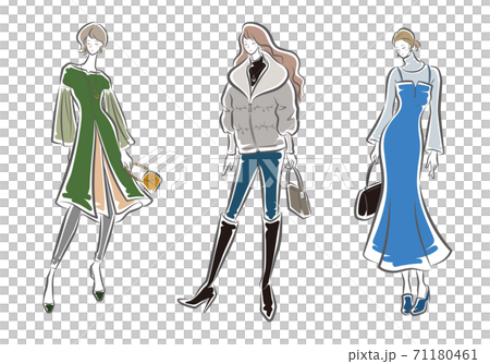 女性のファッションイラスト 女性のファッションイラスト 71180461