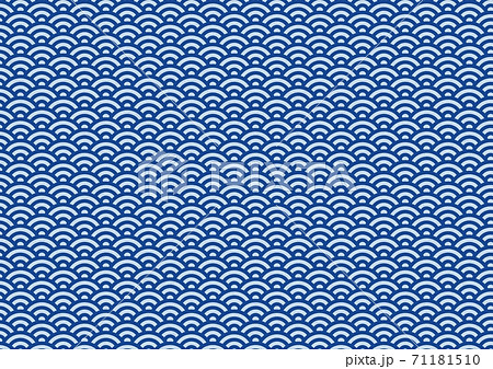 青色の 青海波 和柄パターン 和紙風テクスチャの背景素材のイラスト素材