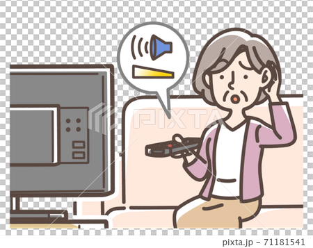 テレビの音量をあげるおばあさん テレビの音量をあげるおばあさん 71181541
