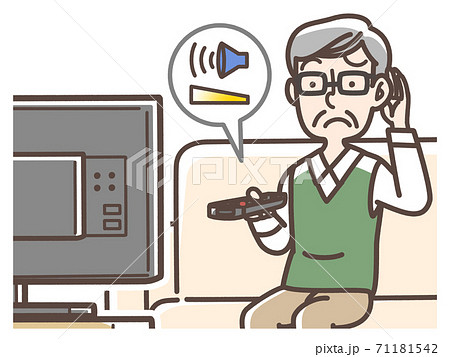 テレビの音量をあげるおじいさん 71181542