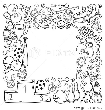 Vector pattern with sport elements. Fitness, - Stock