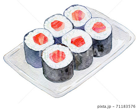 水彩イラスト 食品 鉄火巻き 水彩イラスト 食品 鉄火巻き 71183576