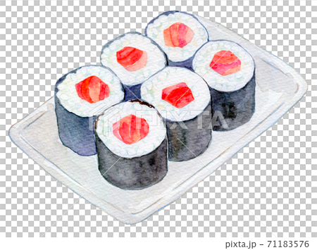 水彩イラスト 食品 鉄火巻き 水彩イラスト 食品 鉄火巻き 71183576
