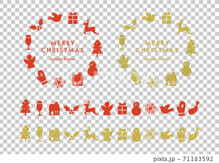 シンプルなクリスマスアイコンのフレームとラインのイラスト素材