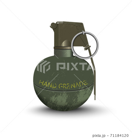 Detailed realistic image of hand grenade. Army explosive. Weapon icon. Military object 71184120