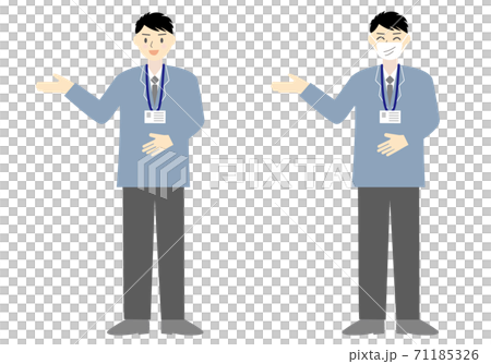 案内・紹介するスーツの男性のフラットイラストセット 案内・紹介するスーツの男性のフラットイラストセット 71185326