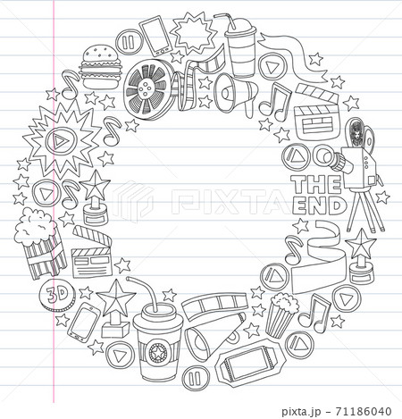 Cinema, movie. Vector film symbols and objects 71186040