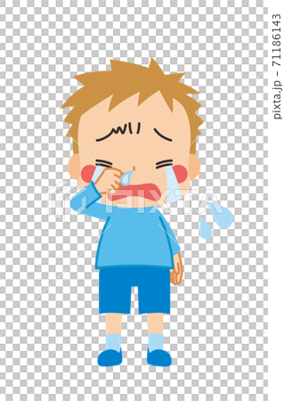 A cute boy with a runny nose and crying A cute boy with a runny nose and crying 71186143