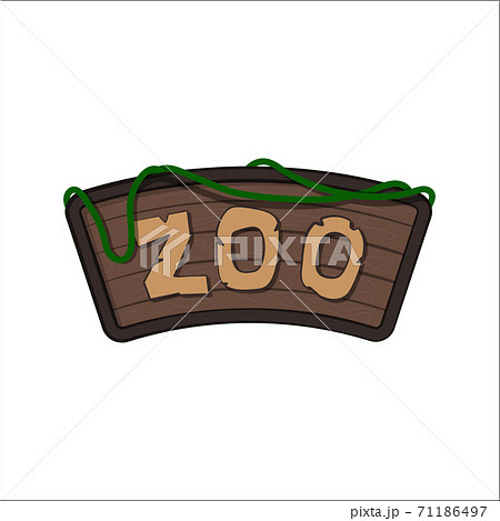 Board of zoo in cartoon style. Animals park banner. Wooden billboard of gateway 71186497